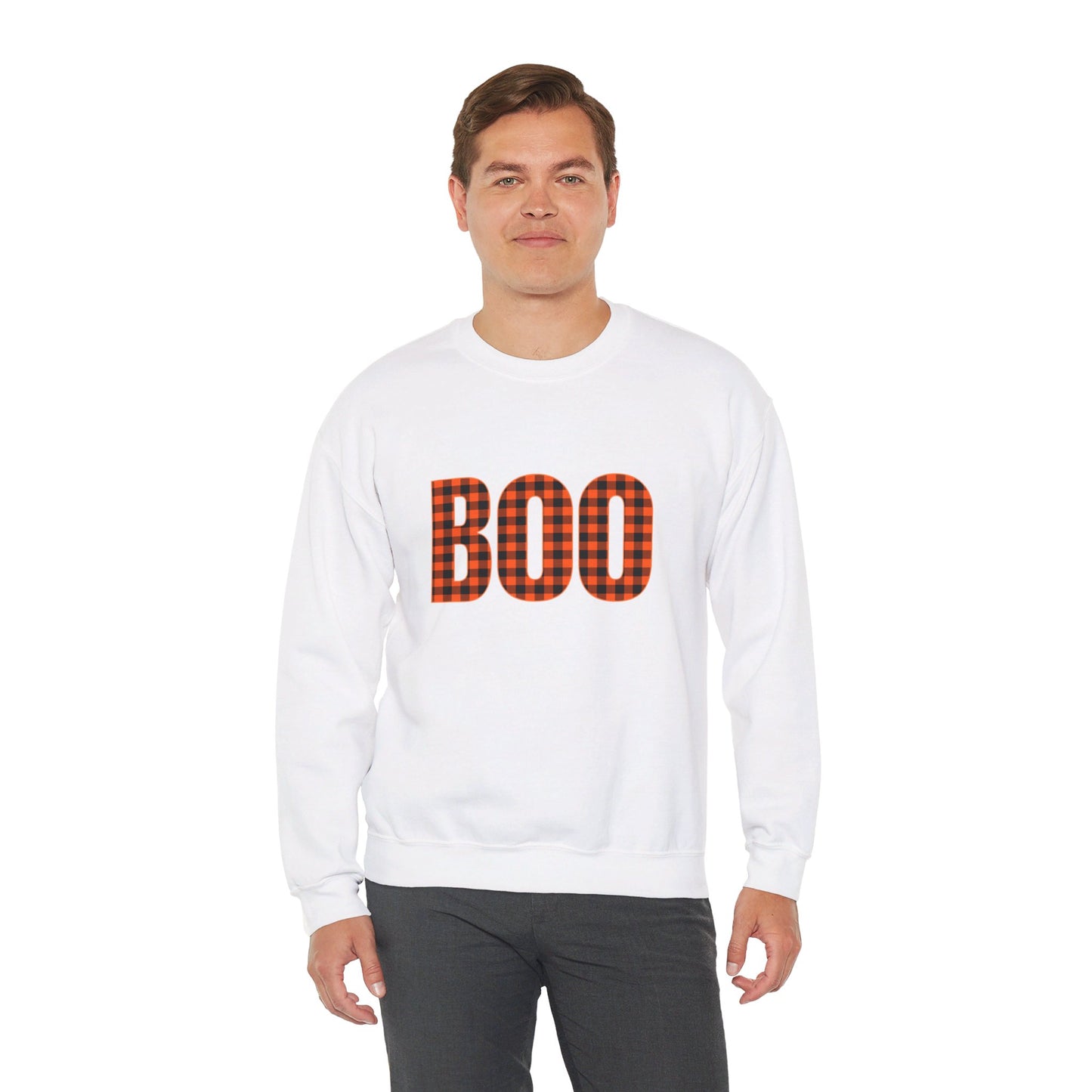 Halloween Plaid BOO Unisex Heavy Blend™ Crewneck Sweatshirt