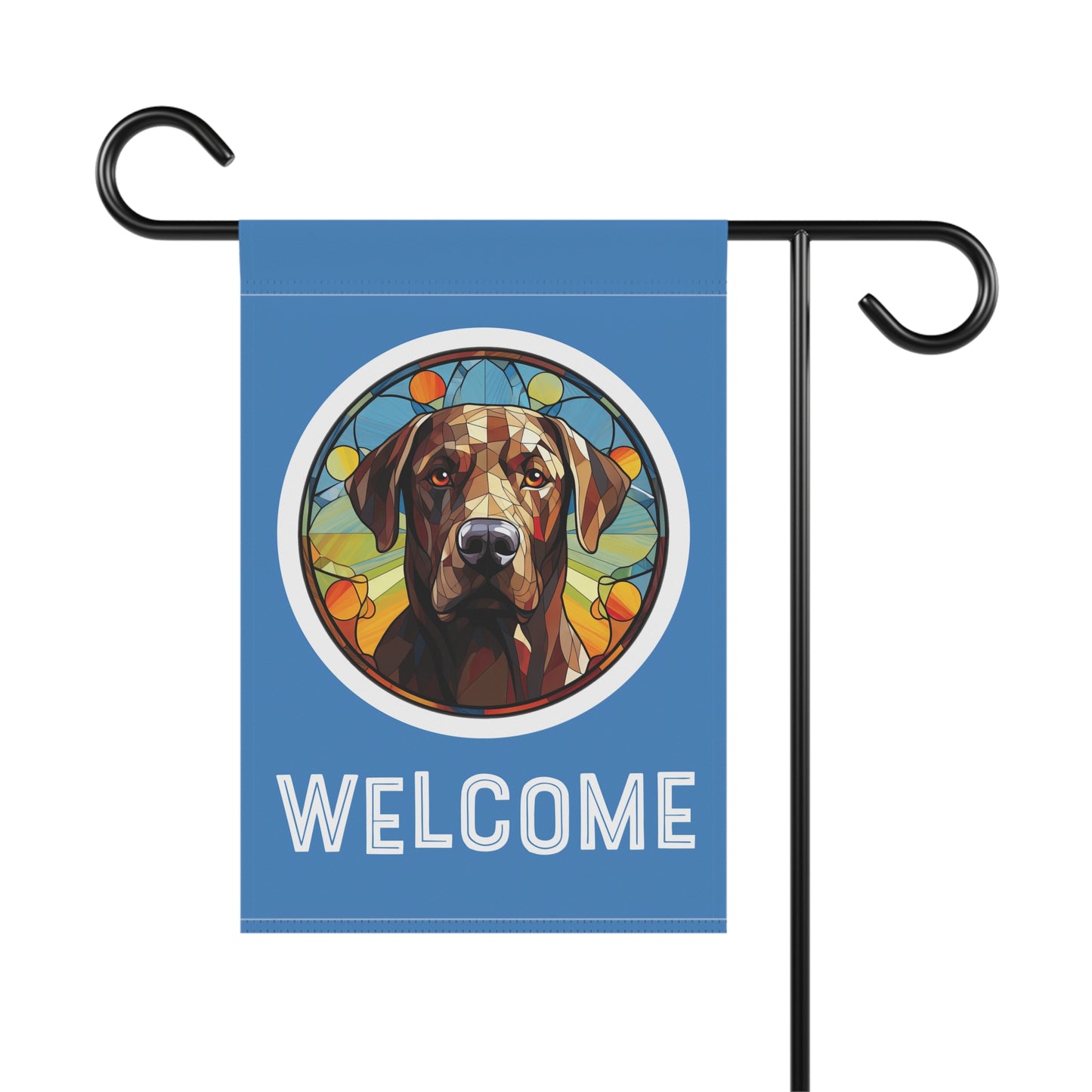 Chocolate Labrador Retriever Welcome 2-Sided Garden & House Flag/Banner