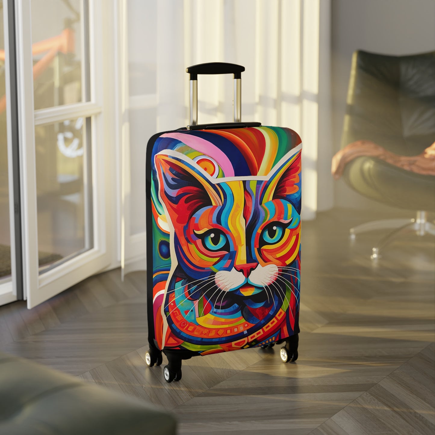 Saffron Abstract Cat Luggage Cover