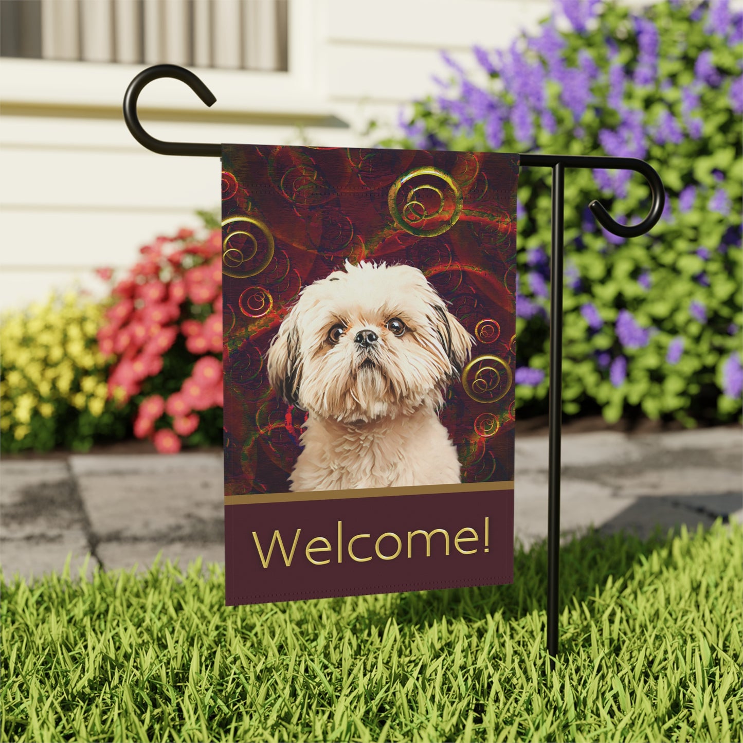 Shih Tzu Welcome 2-Sided Garden & House Flag/Banner