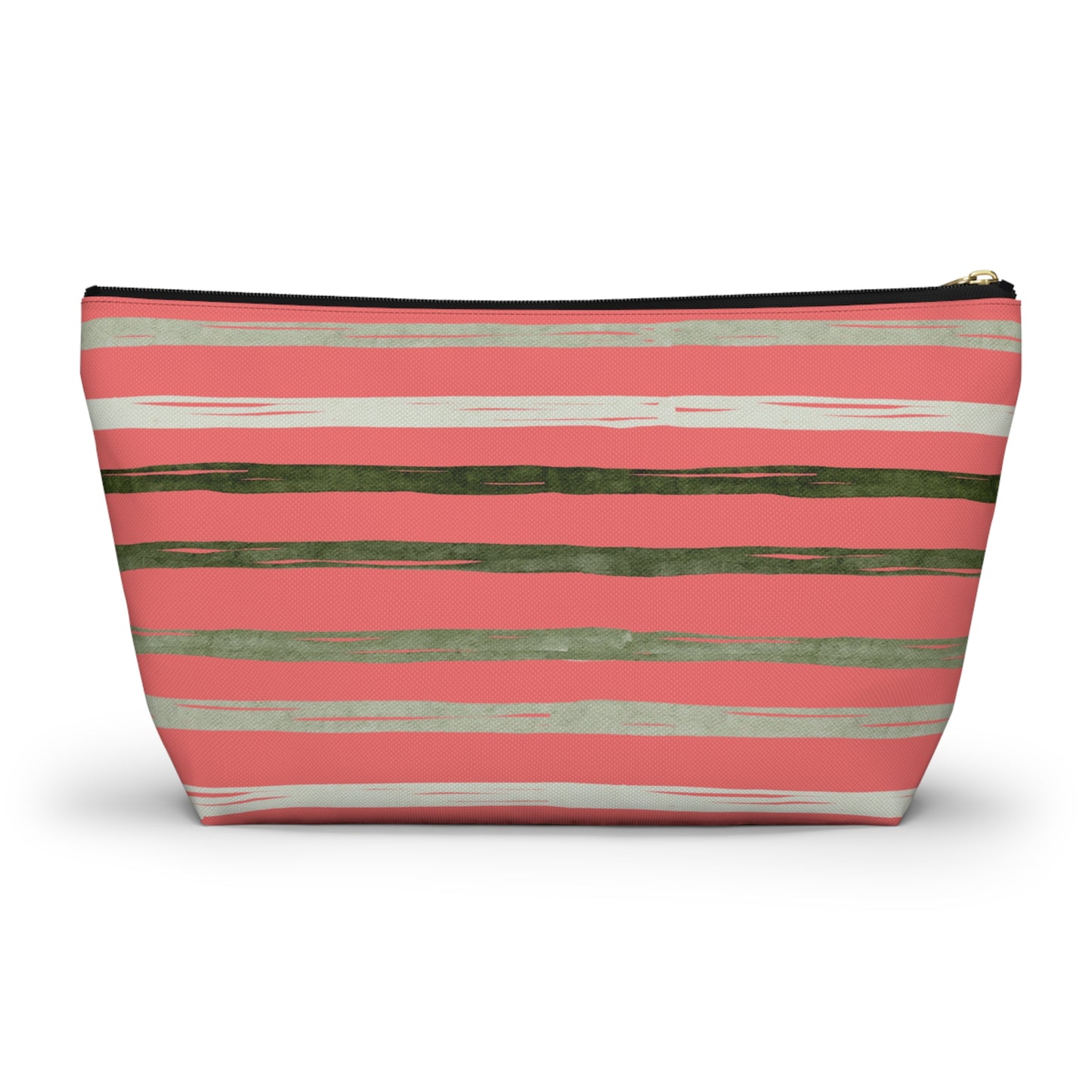 Utah Green stripes on Melon fashion makeup Accessory Pouch w T-bottom