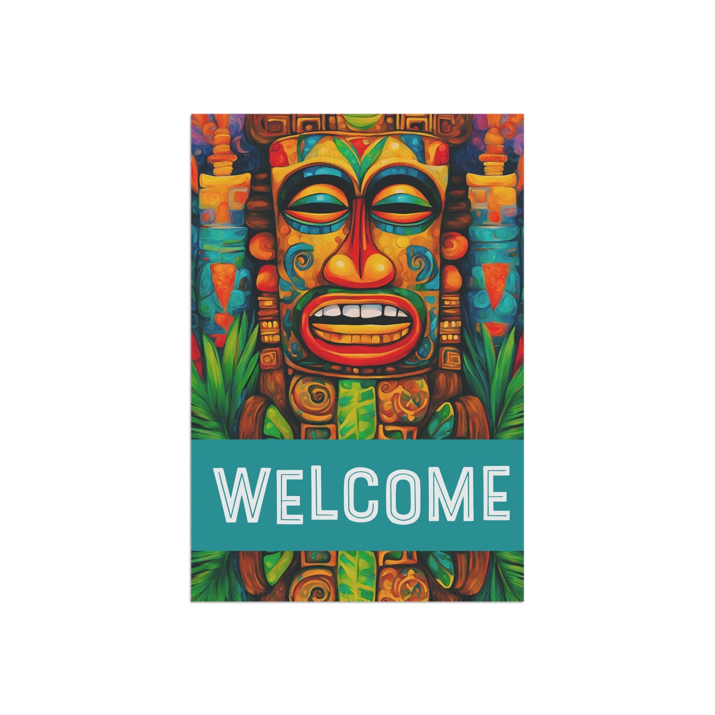 Happy Tiki Welcome 2-Sided Garden & House Flag/Banner