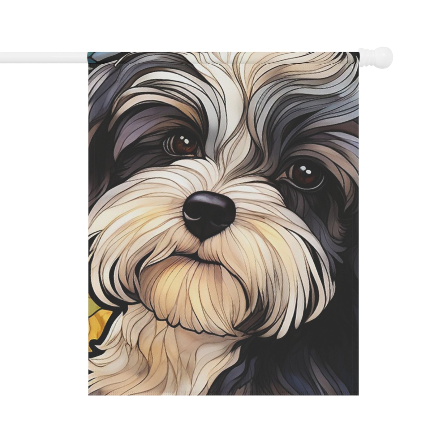 Havanese Face Stained Glass 2-Sided Garden & House Flag/Banner