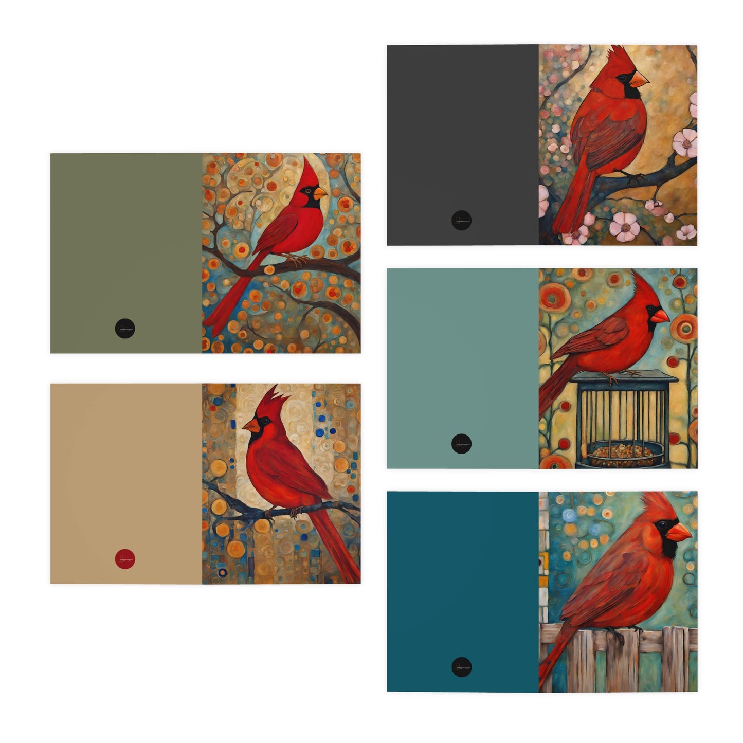 Cardinal Greeting Cards- Blank Inside (5-Pack)