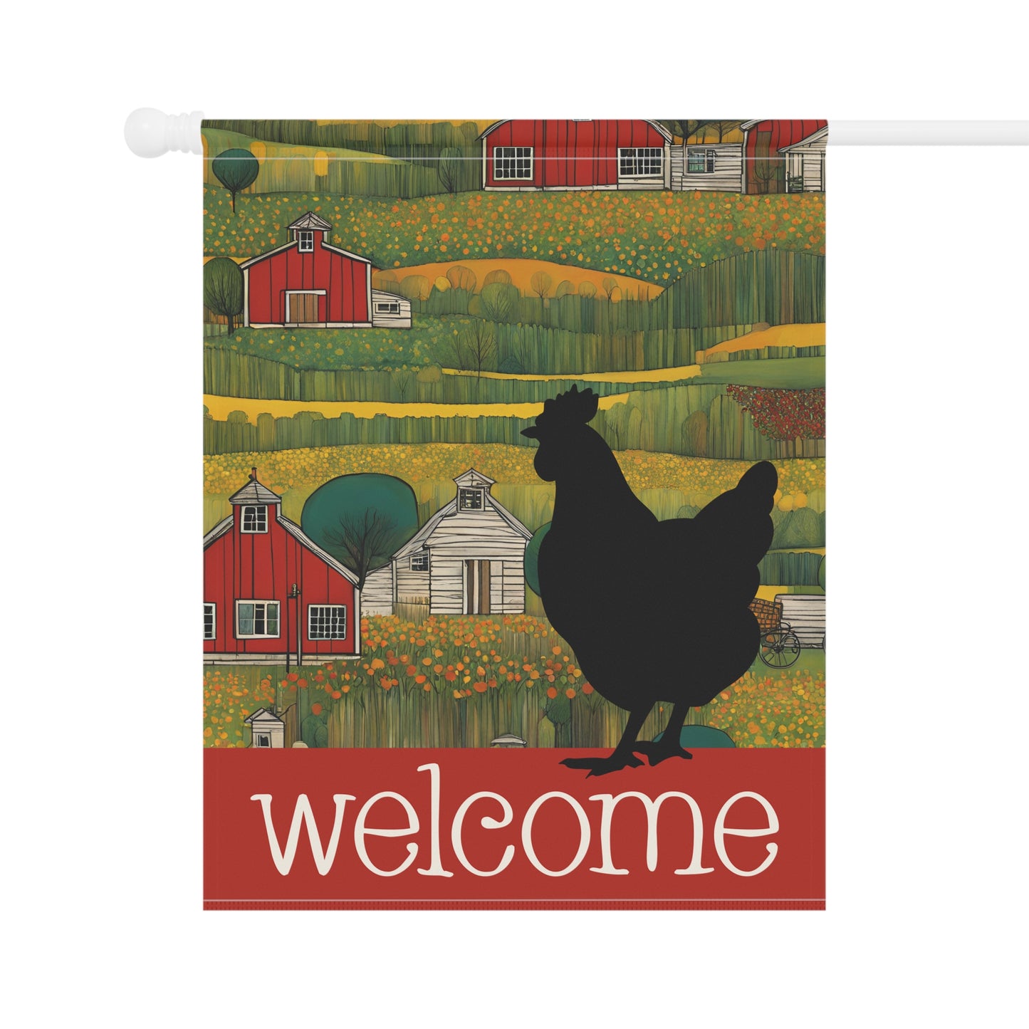 Chicken Silhouette Welcome 2-Sided Garden & House Flaf/Banner