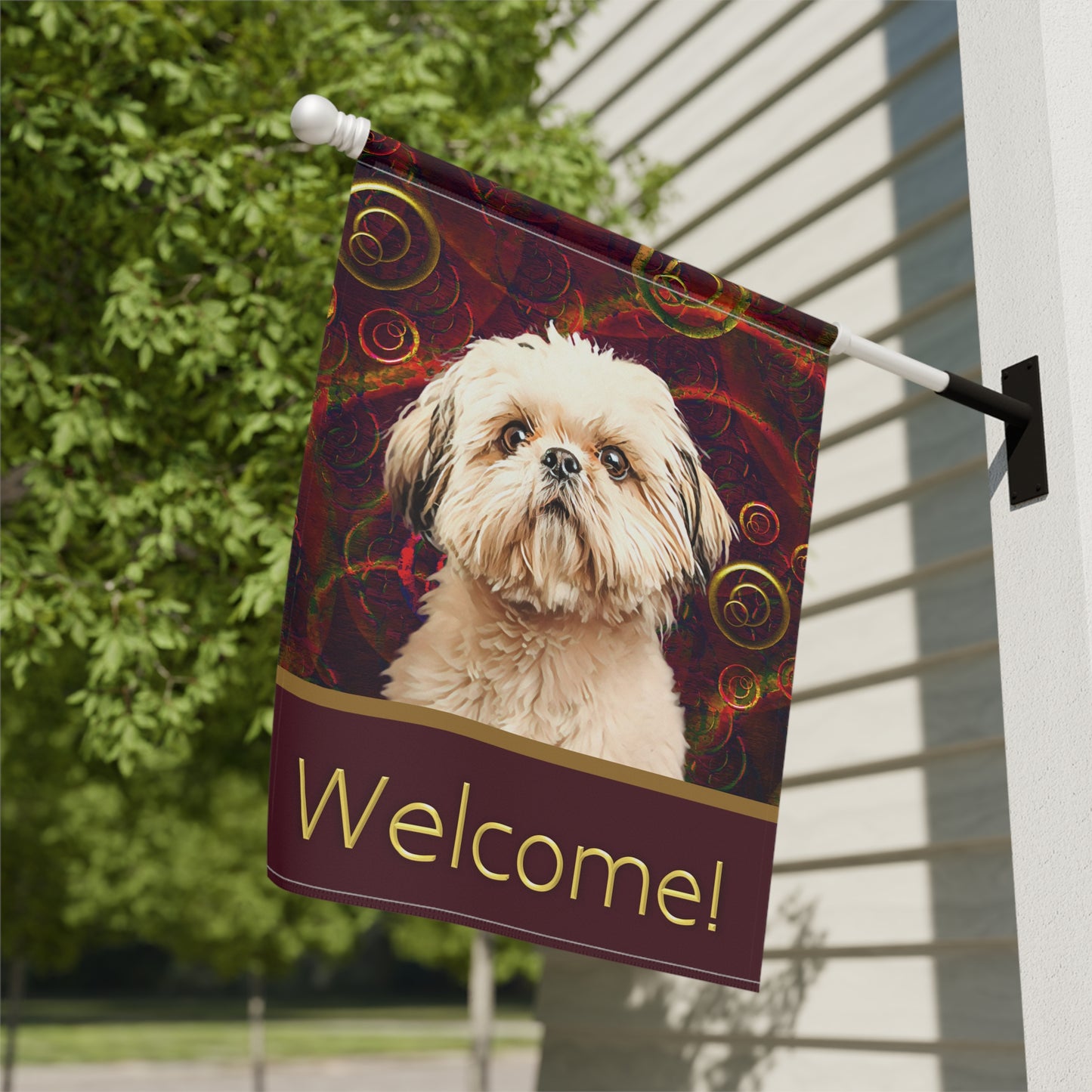 Shih Tzu Welcome 2-Sided Garden & House Flag/Banner