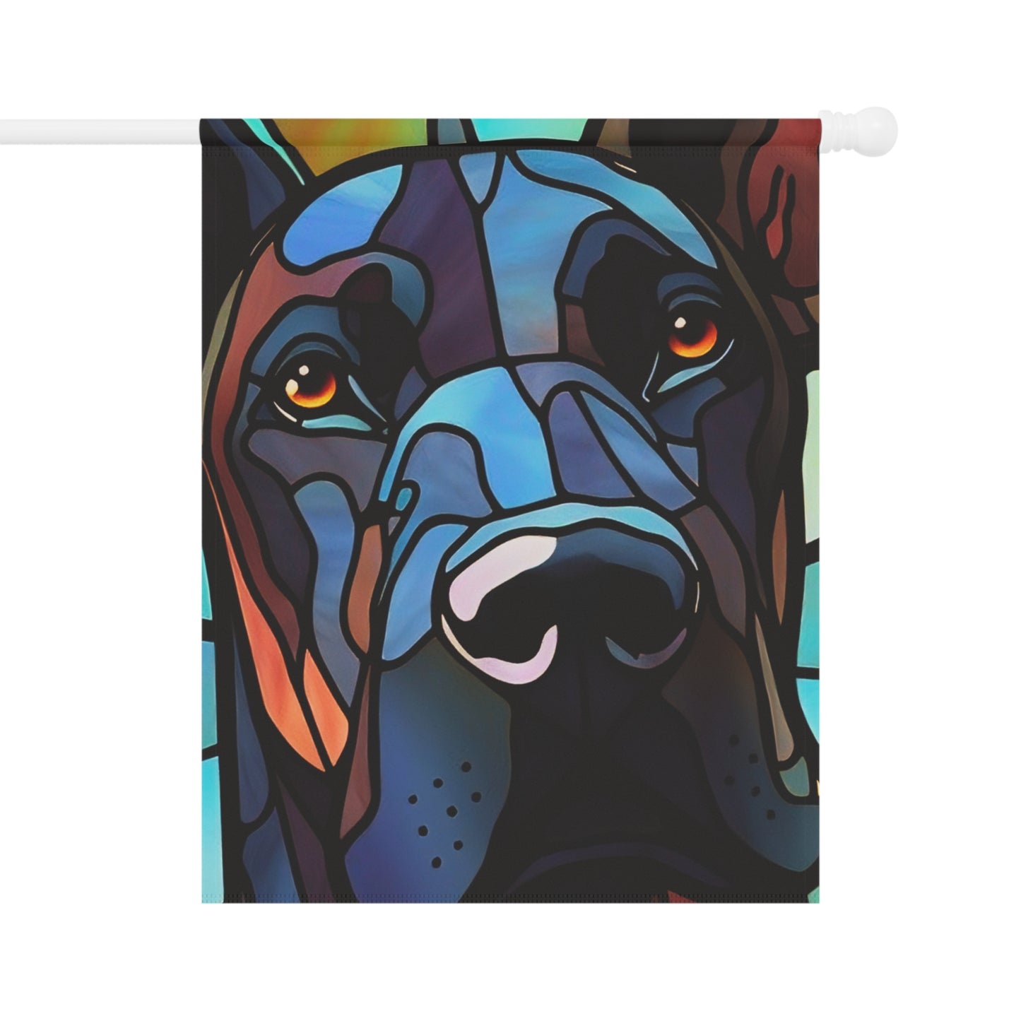 Great Dane Face Stained Glass Look 2-Sided Garden & House Flag/Banner