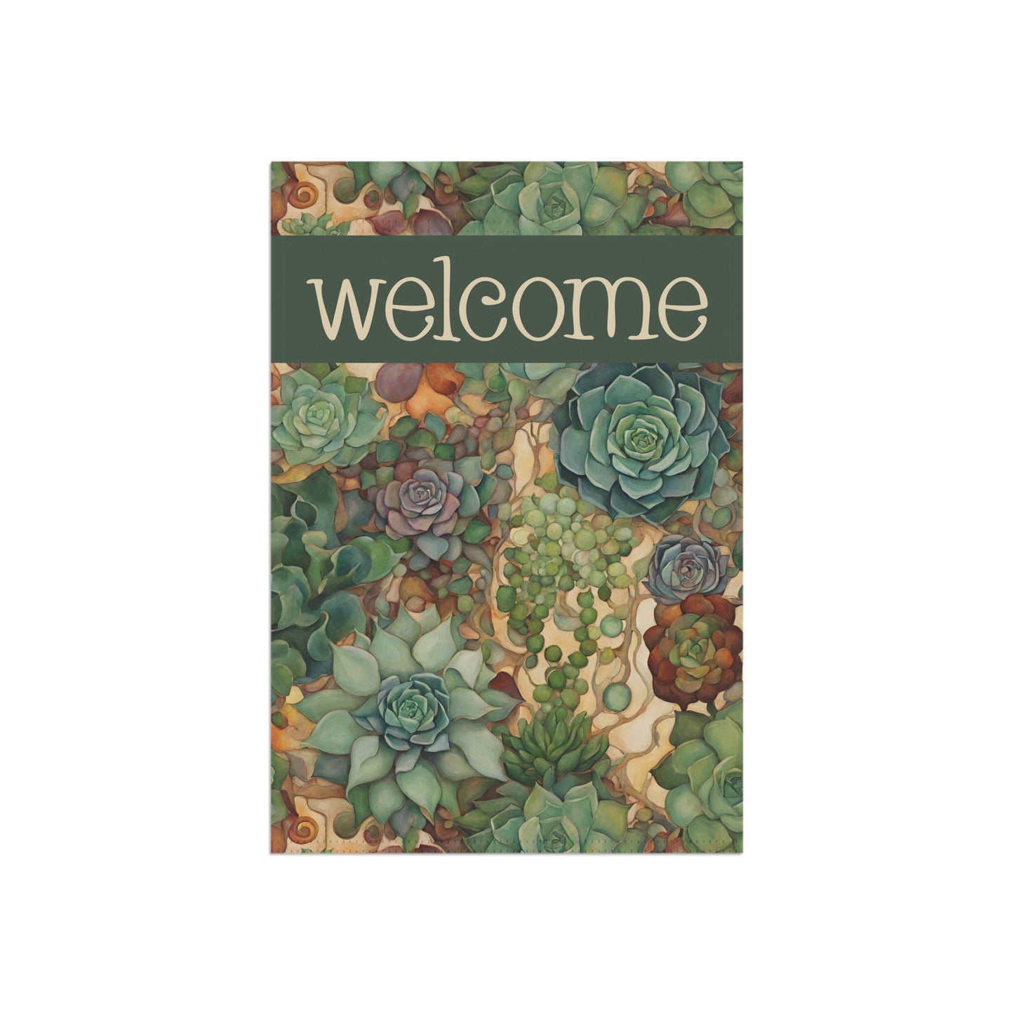 More Succulents Welcome 2-Sided Garden & House Flag/Banner