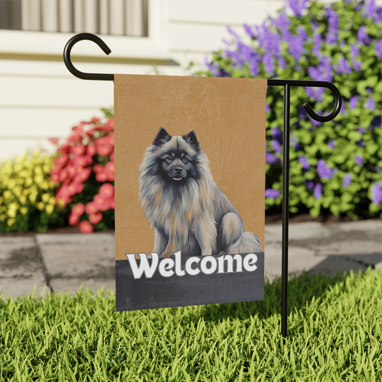 Keeshond Welcome 2-Sided Garden & House Flag/Banner