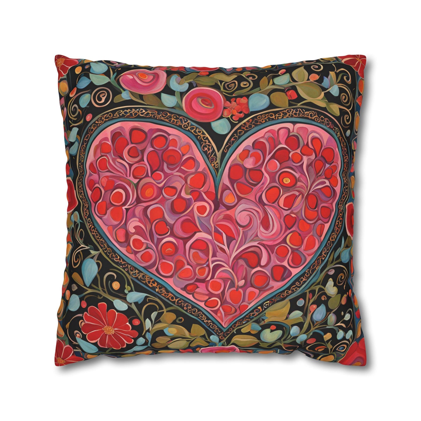 Big Heart Square Poly Canvas Pillowcase