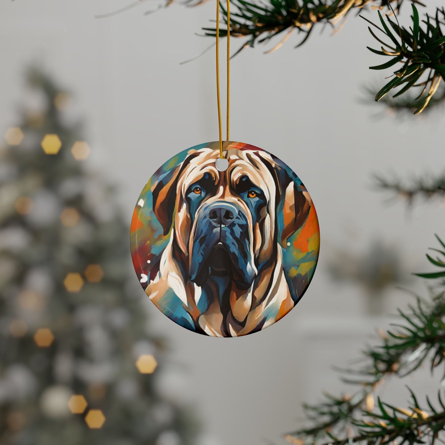 Mastiff 3" Ceramic Ornaments, 2-Side Print, (1pc, 10pcs)