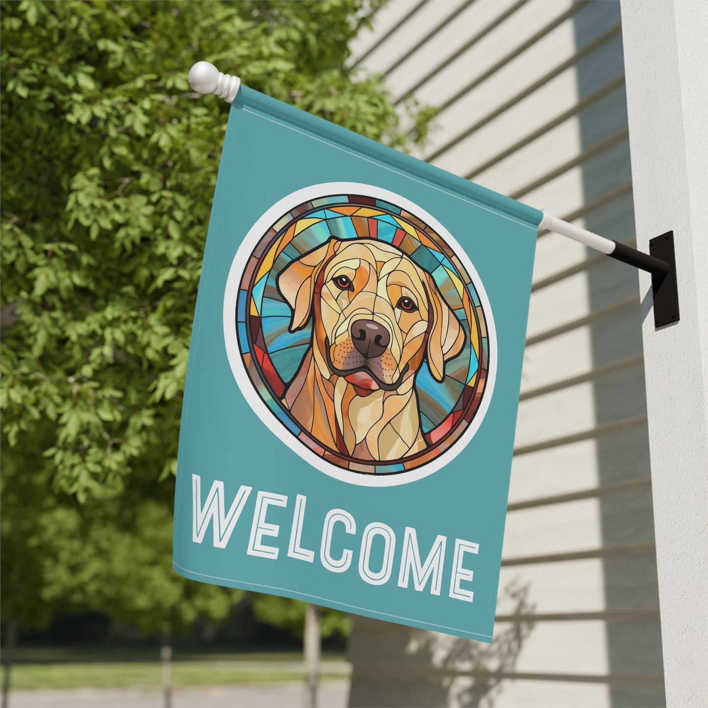 Yellow Labrador Welcome 2-Sided Garden & House Flag/Banner