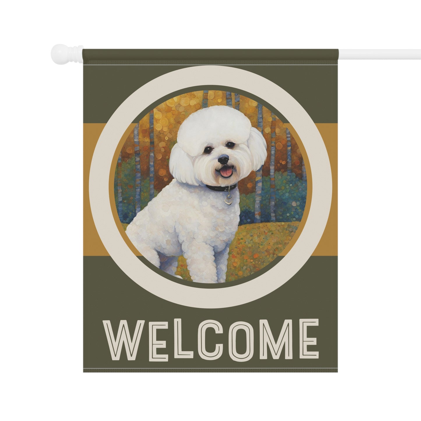 Bichon Frise Welcome 2-Sided Garden & House Flag/Banner