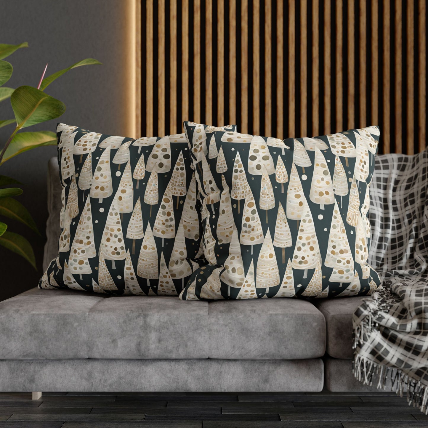 Tree Cones Square Poly Canvas Pillowcase