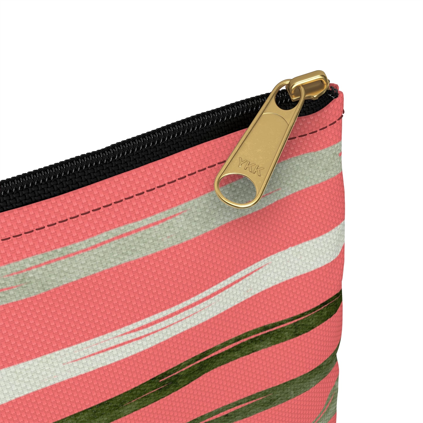 Utah Green Stripes on Melon  flat zipper Accessory Pouch