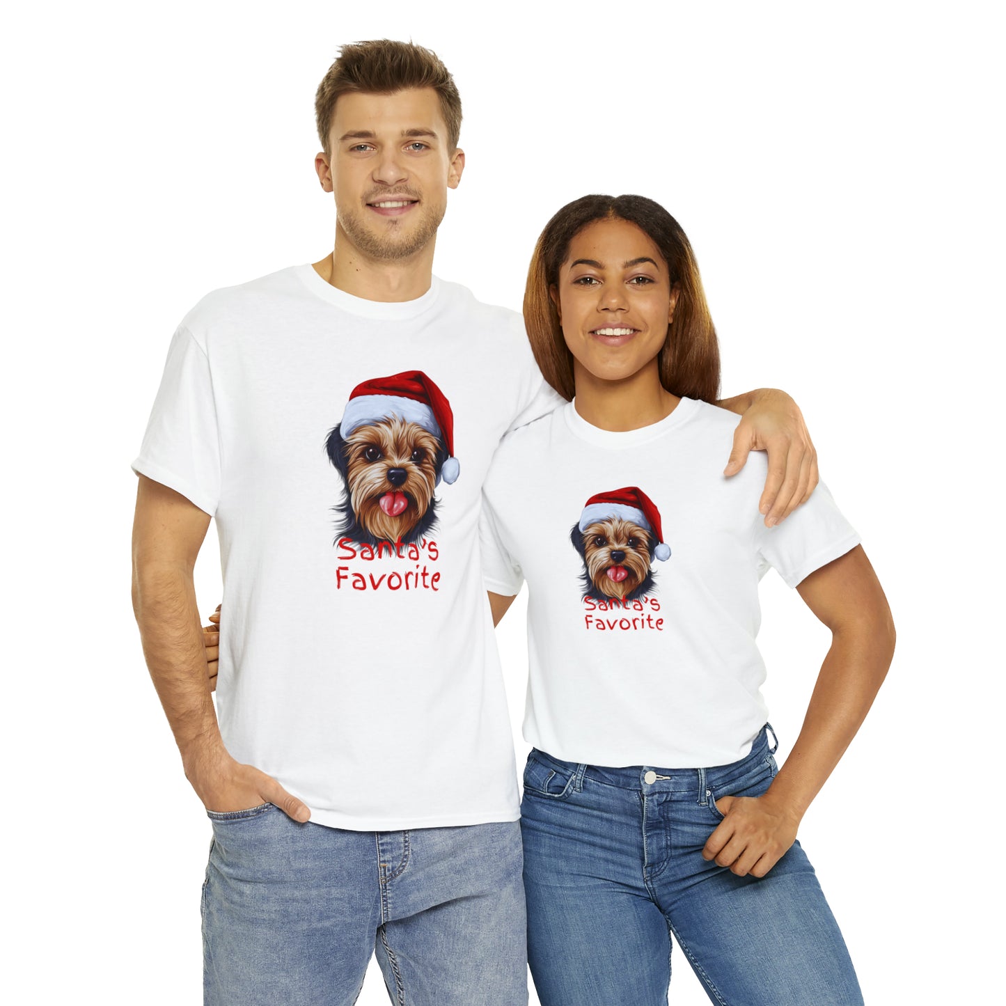 Santa's Favorite Yorkie Unisex Heavy Cotton Tee