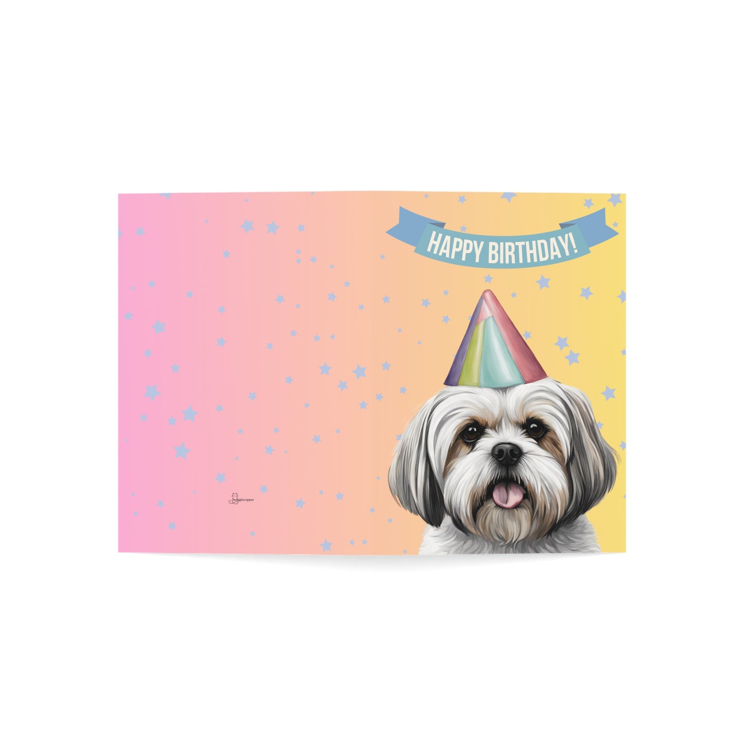 Lhasa Apso Happy Birthday 5 x 7 Greeting Cards (10 Pack)