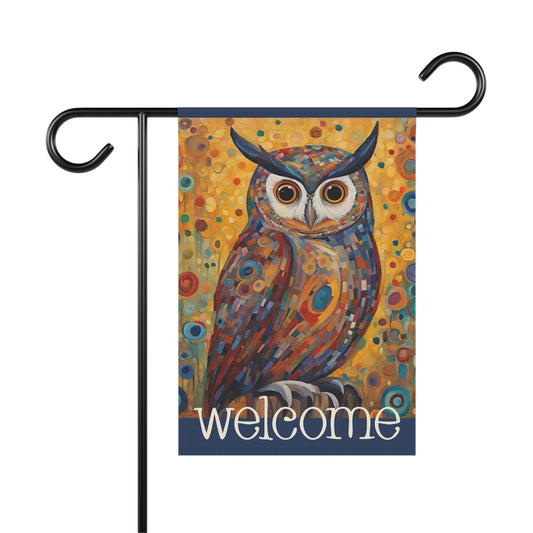 Colorful Owl Welcome 2-Sided Garden & House Flag/Banner