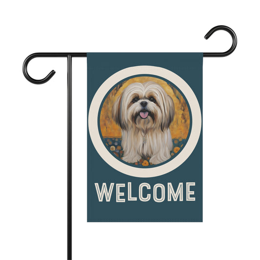 Lhasa Apso Welcome 2-Sided Garden & House Flag/Banner