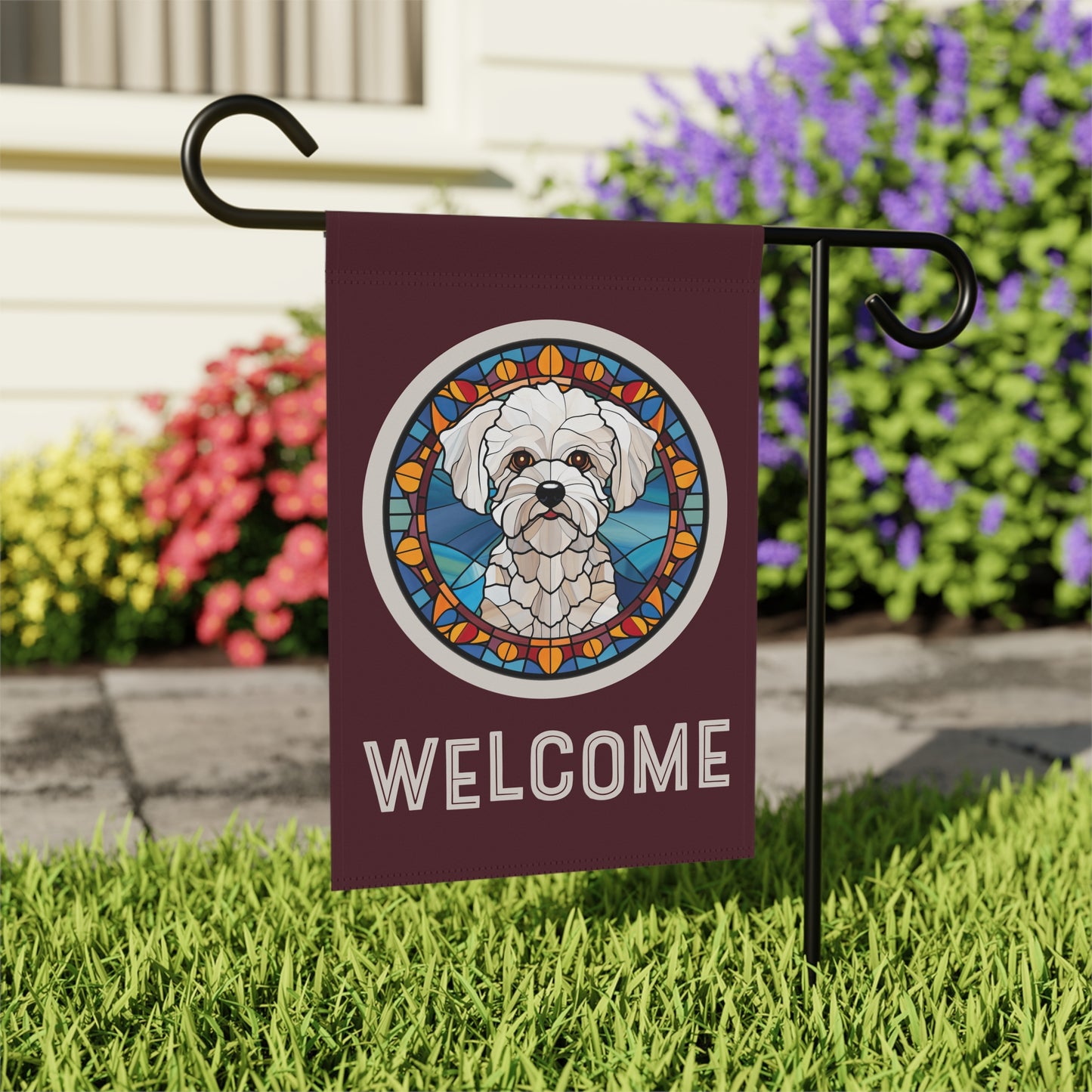 Bichon Frise Welcome 2-Sided Garden & House Flag/Banner