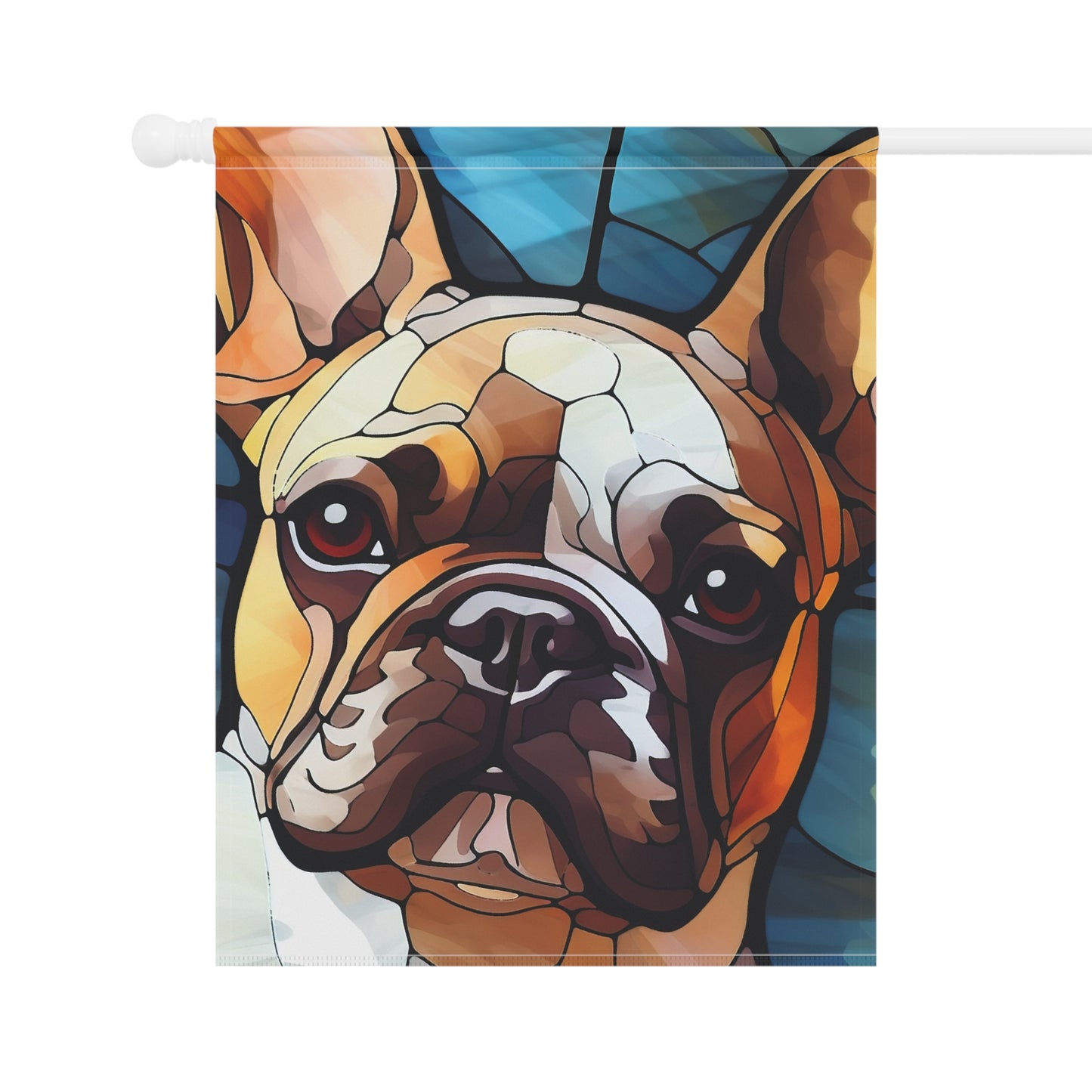 French Bulldog Face Stained Glass Look 2-Sided Garden & House Flag/Banner