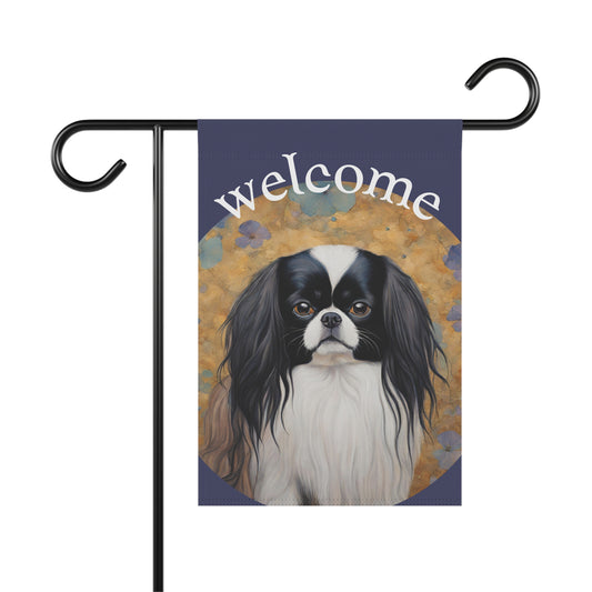 Japanese Chin Welcome 2-Sided Garden & House Flag/Banner