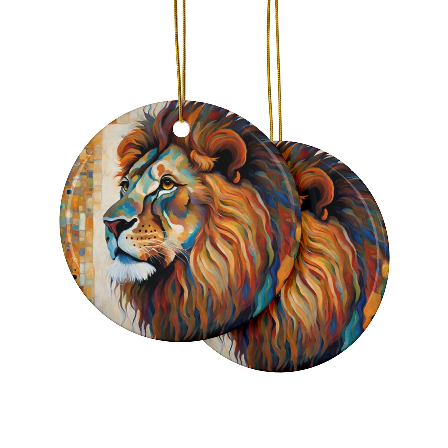 Lion 3" Ceramic Ornaments, 2-Side Print, (1pc, 10pcs)