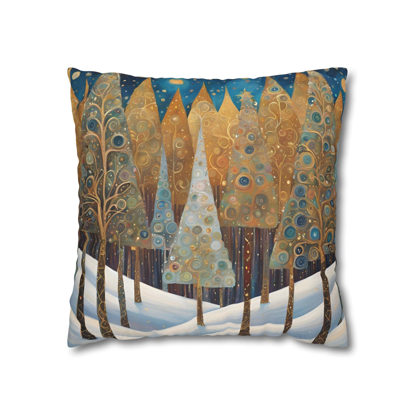 Christmas in the Forest Square Poly Canvas Pillowcase