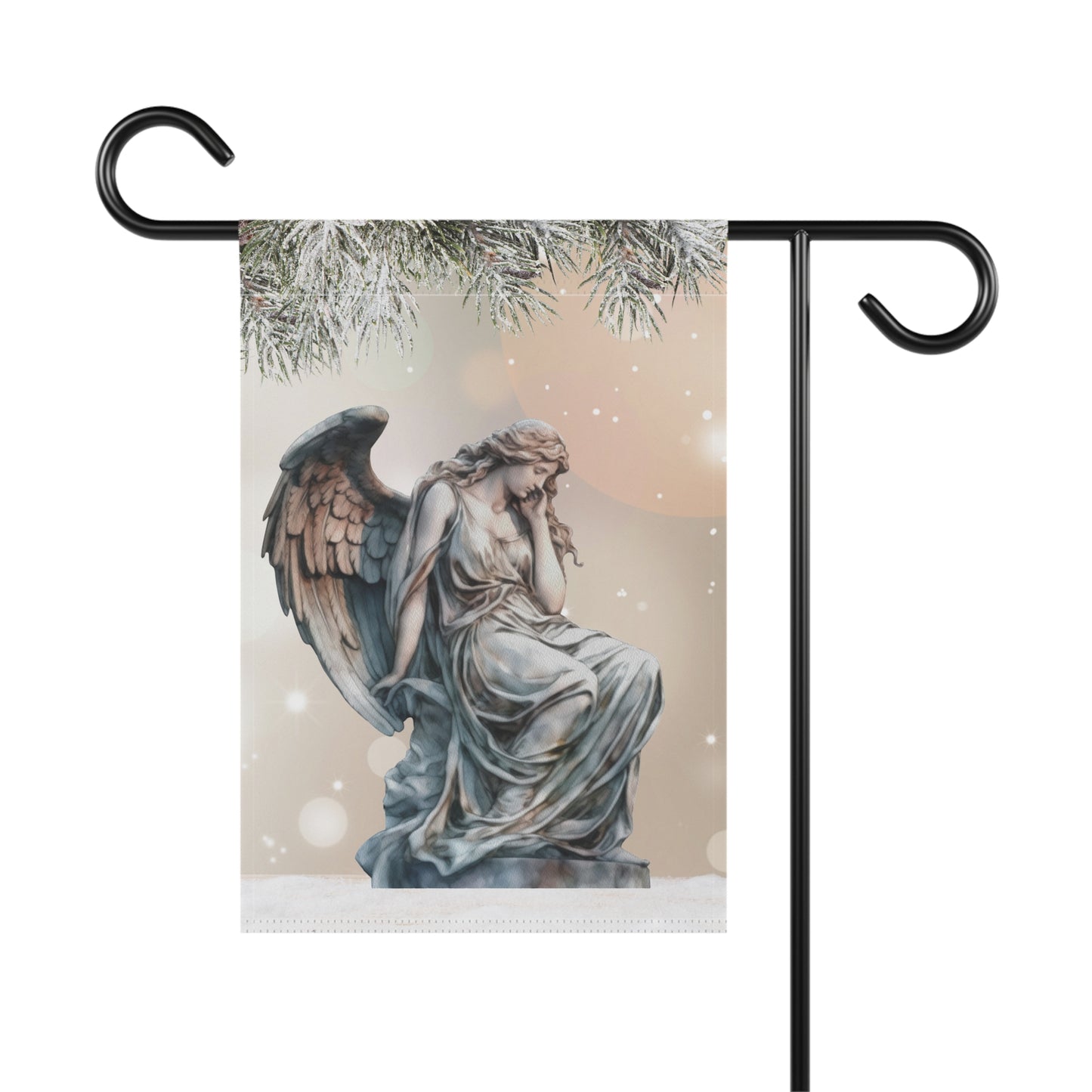 Angel Statue in Snow 2-Sided Garden & House Banner