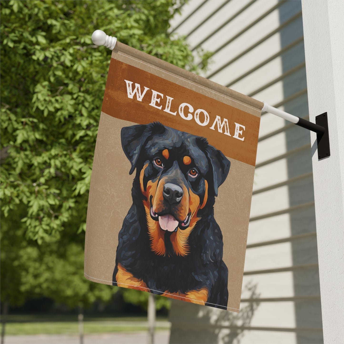 Rottweiler Welcome 2-Sided Garden & House Flag/Banner