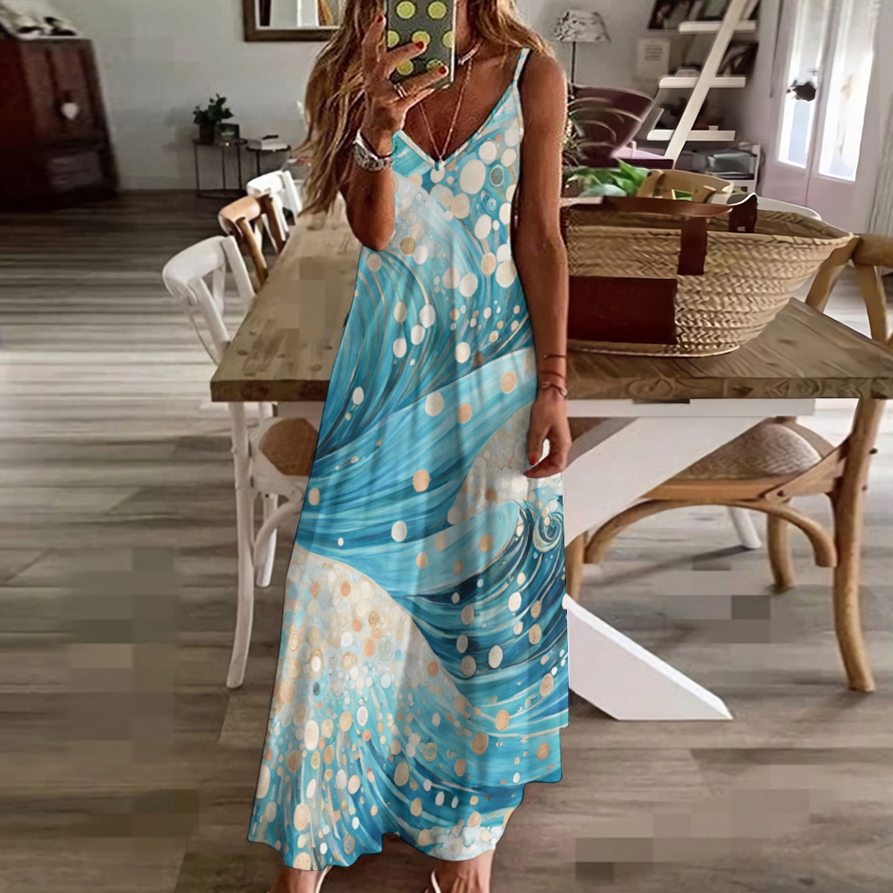 Waves Women's Summer Fashion Maxi Slip Dress