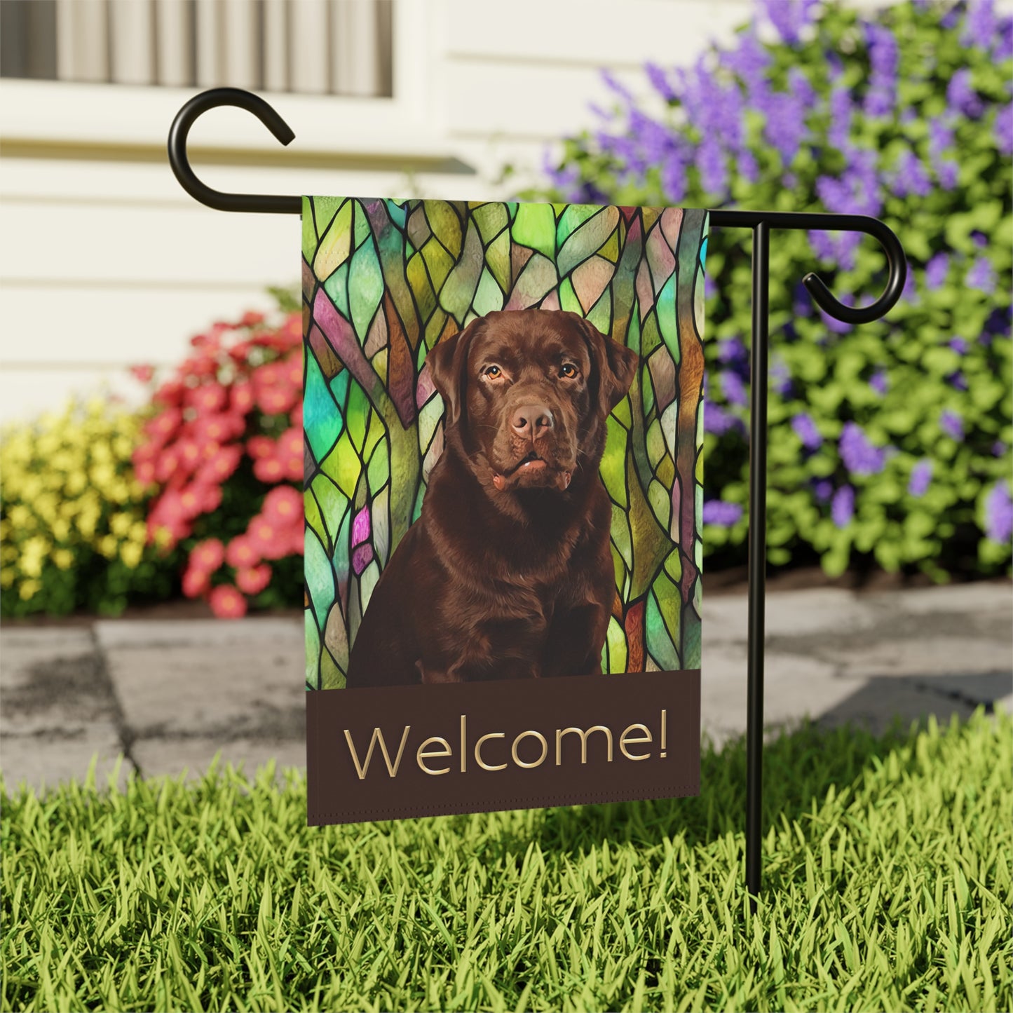 Chocolate Labrador Welcome 2-Sided Garden & House Flag/Banner