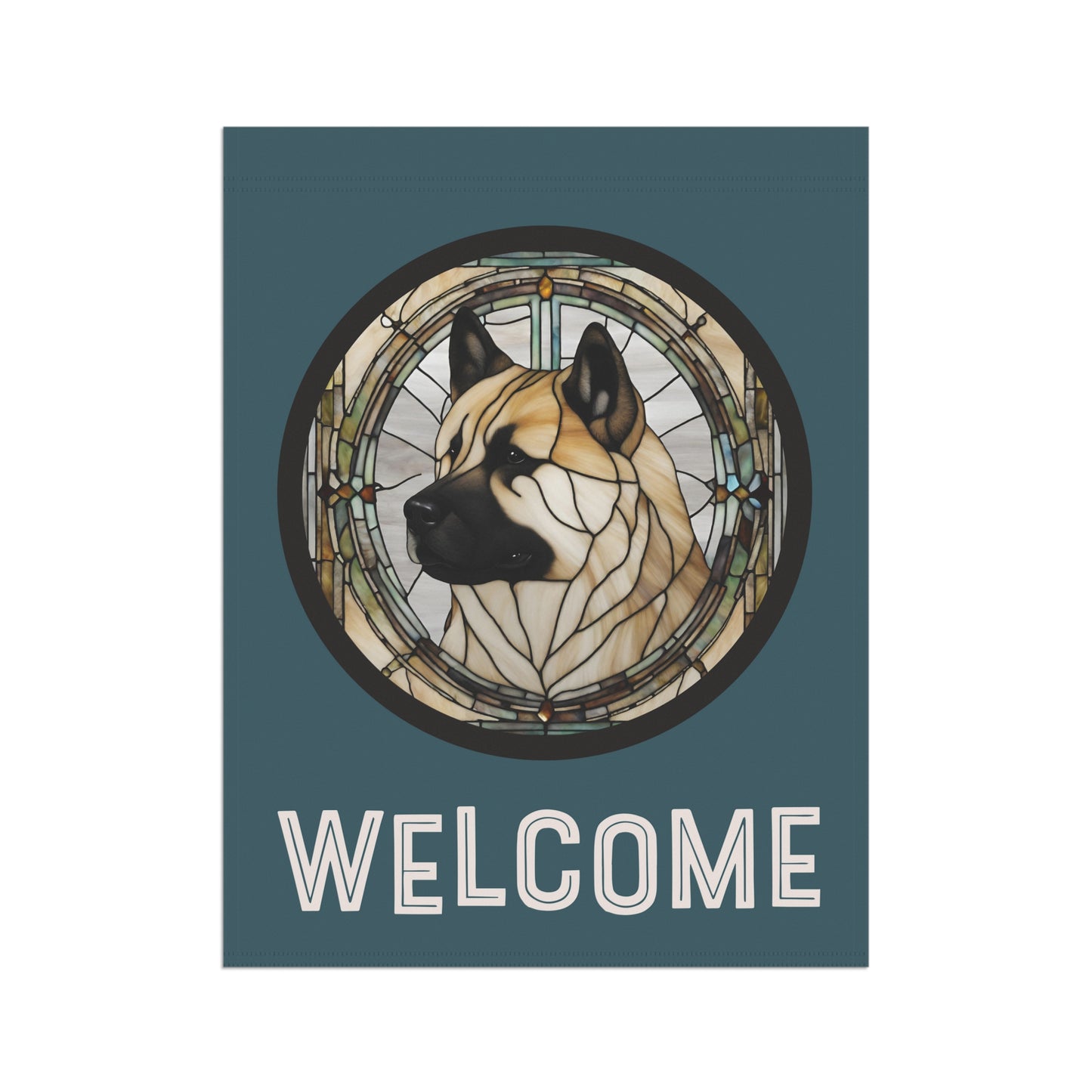 Akita Profile Welcome 2-Sided Garden & House Flag/Banner