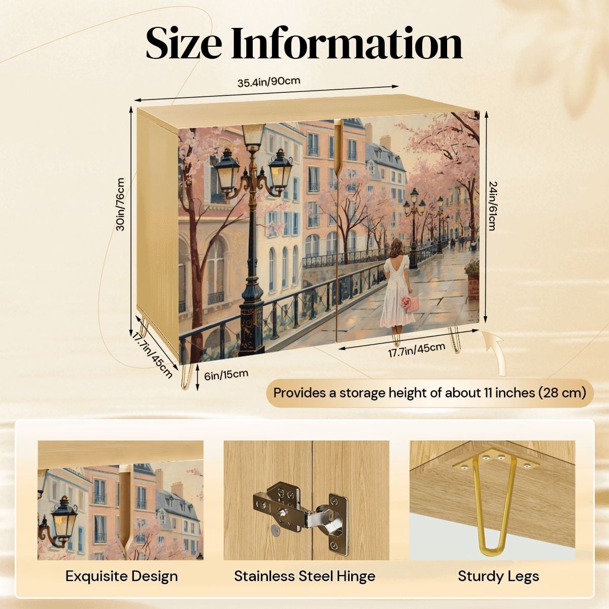Paris Street Art Wooden Storage Cabinet (Made in USA)