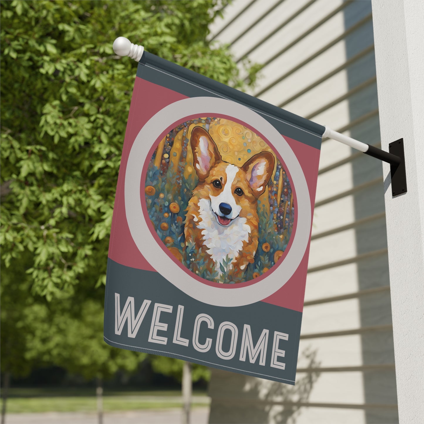 Corgi Welcome 2-Sided Garden & House Flag/Banner