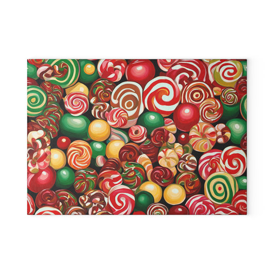 Christmas Candy Tempered Glass Cutting Board