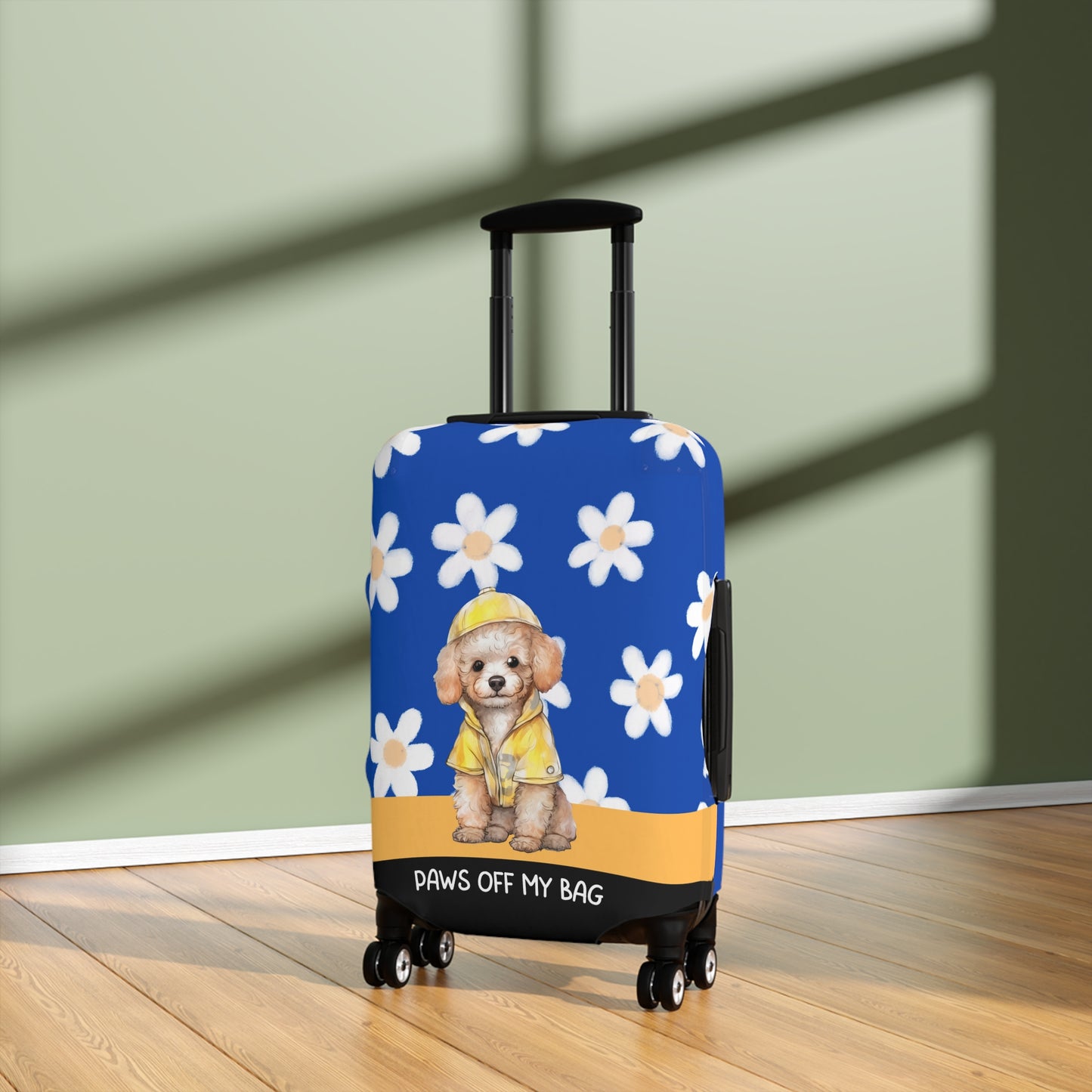 Poodle in Yellow Rain Jacket Paws Off My Bag Luggage Cover