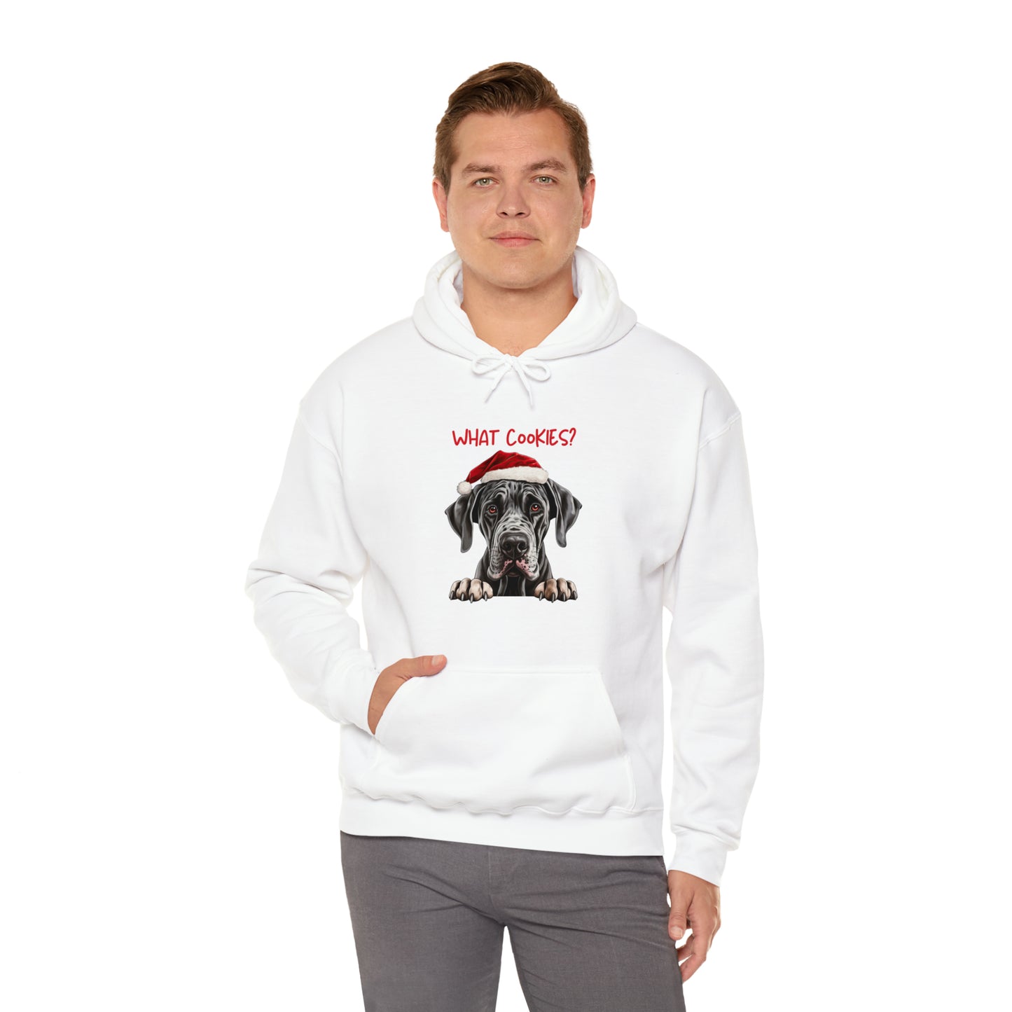 What Cookies? Great Dane in Santa Hat Unisex Heavy Blend™ Hooded Sweatshirt