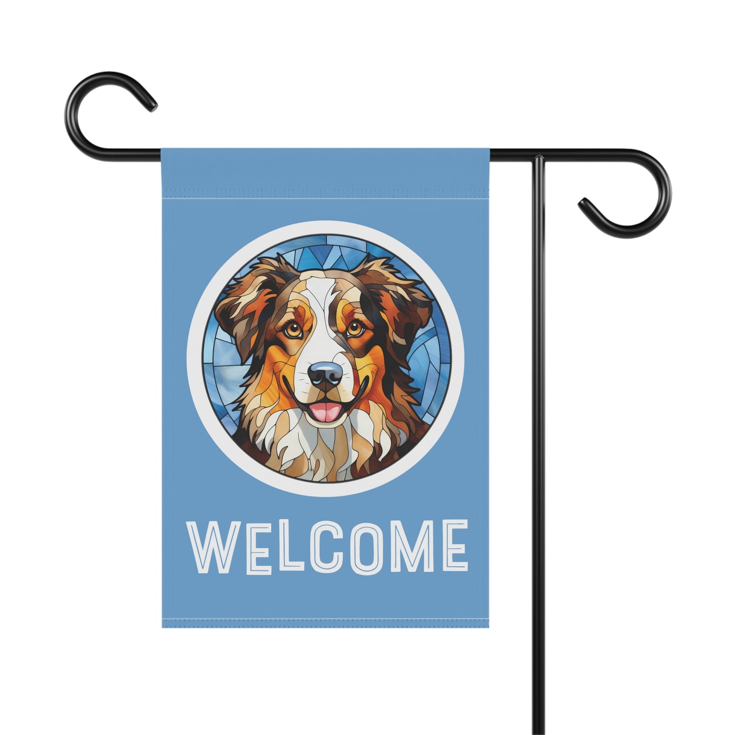 Miniature American Shepherd Welcome 2-Sided Garden & House Flag/Banner