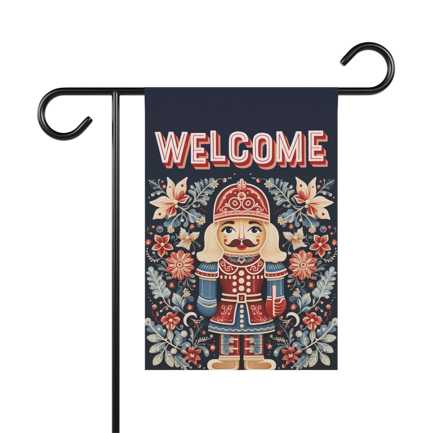 Nordic Nutcracker Welcome 2-Sided Garden & House Flag/Banner