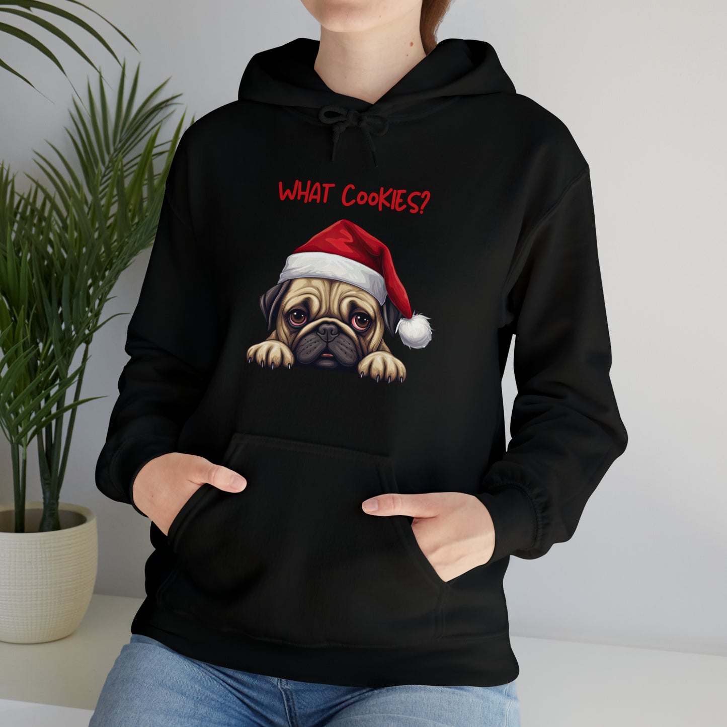 What Cookies? Pug in Santa Hat Unisex Heavy Blend™ Hooded Sweatshirt