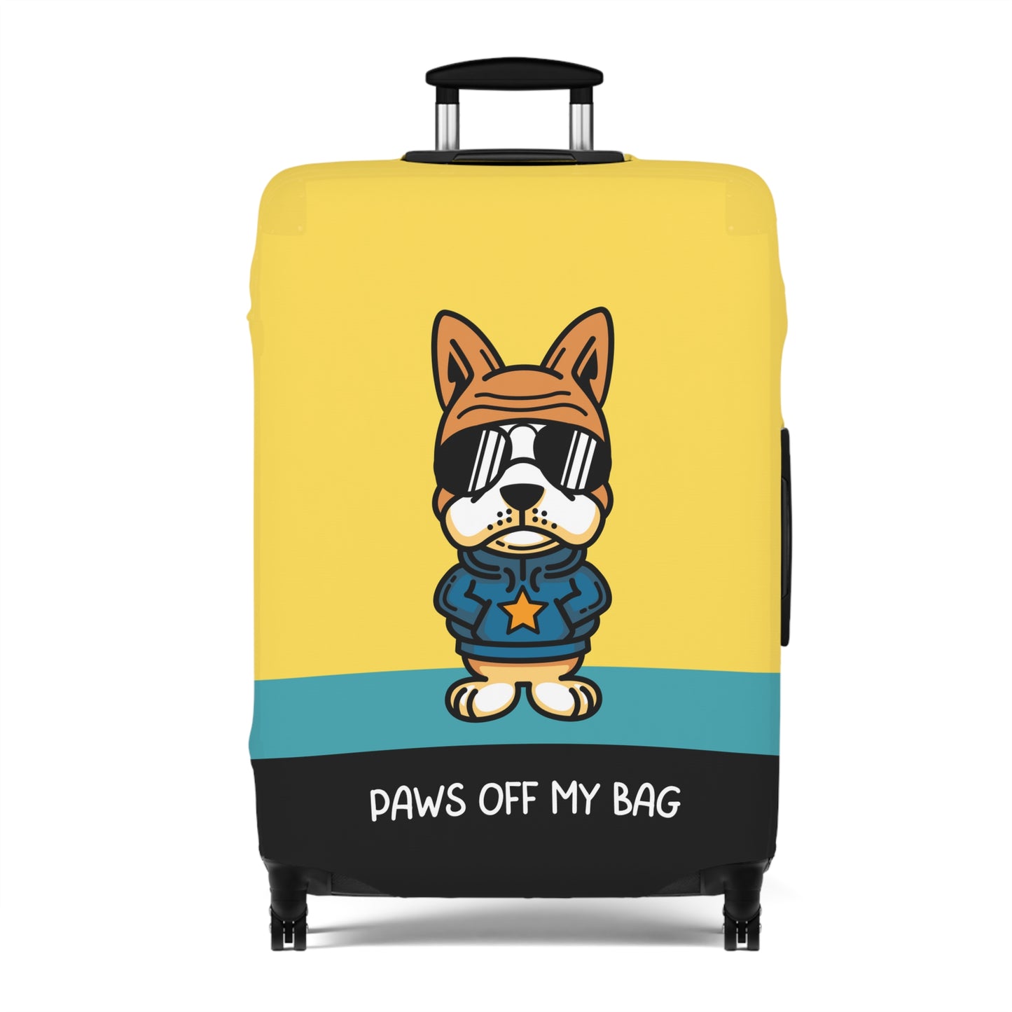 Dog in Glasses on Yellow Paws Off My Bag Luggage Cover