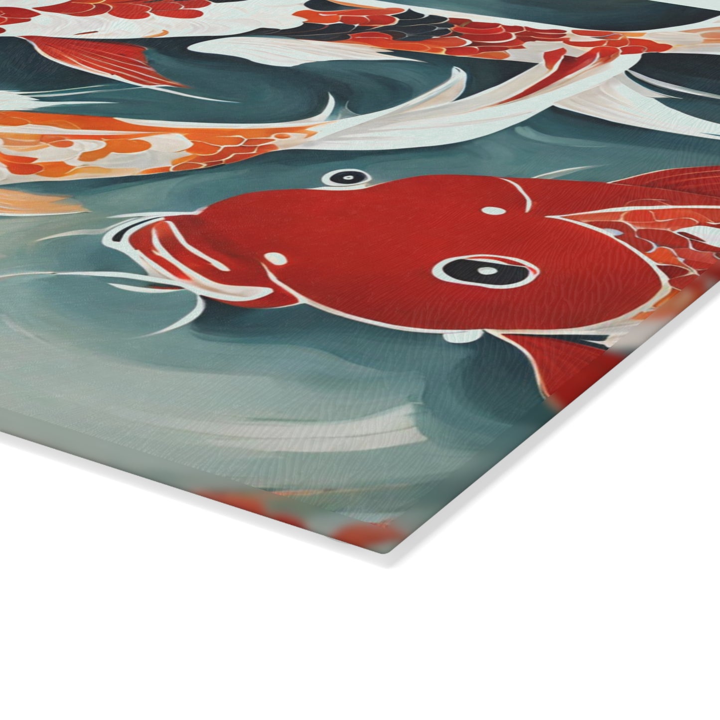 Koi Pond Tempered Glass Cutting Board