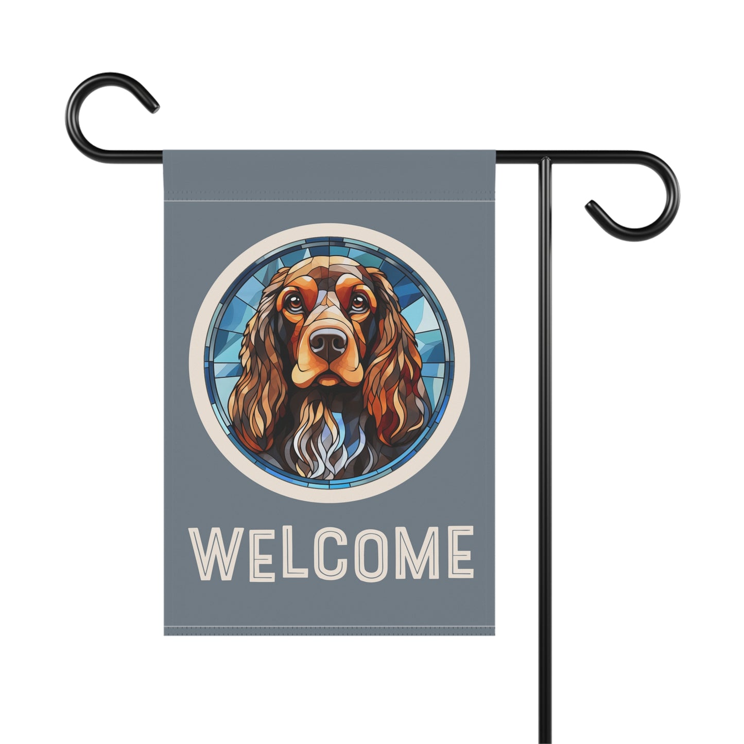 English Cocker Spaniel Welcome 2-Sided Garden & House Flag/Banner