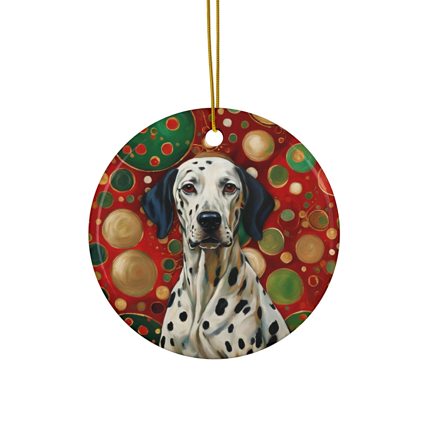 Dalmatian Christmas 3" Ceramic Ornaments, 2-Side Print, (1pc, 10pcs)