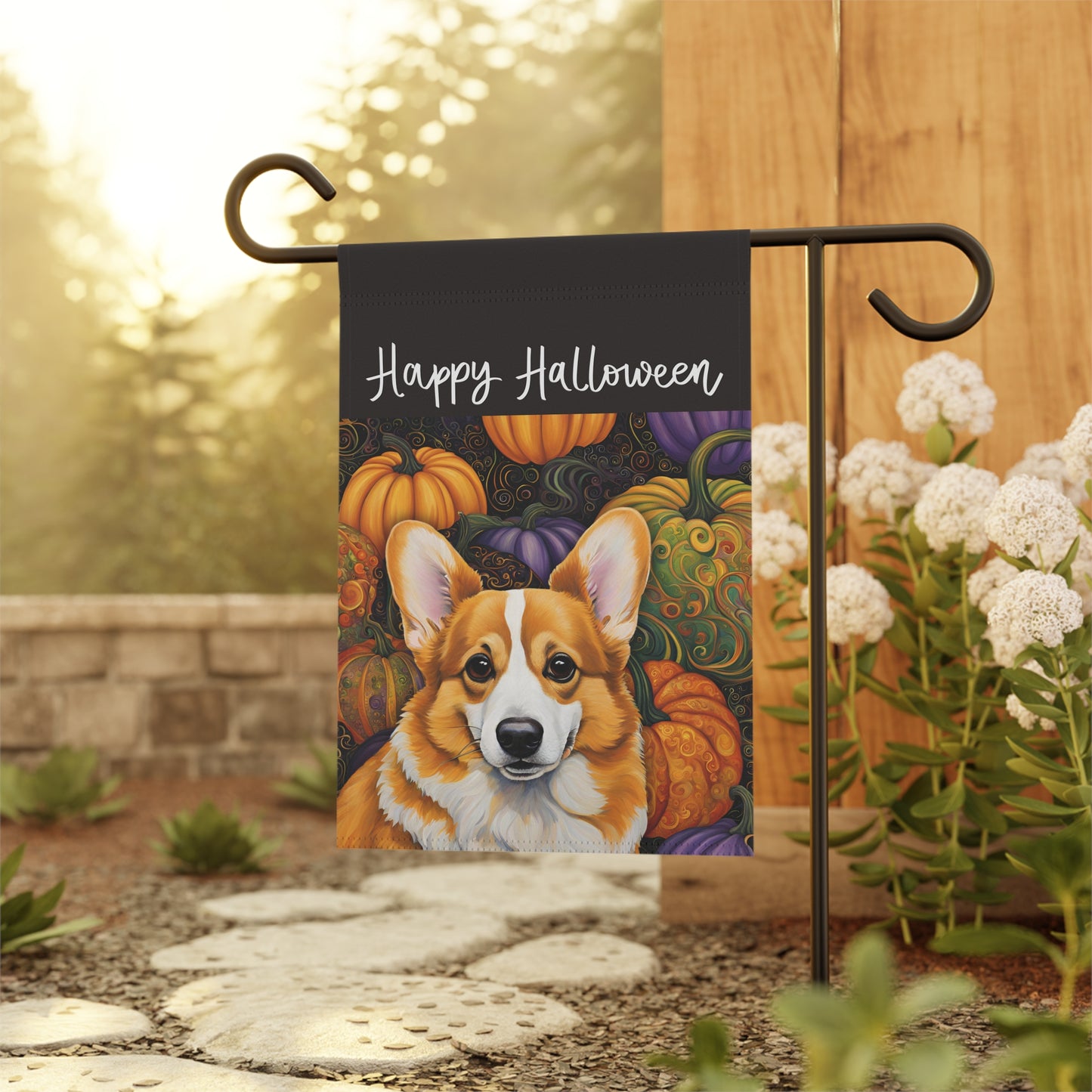 Corgi Happy Halloween 2-Sided Garden & House Flag/Banner