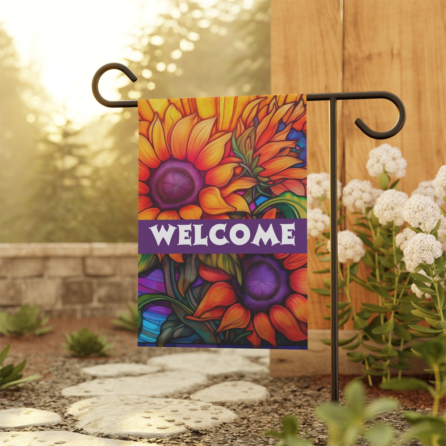 Bright Floral Welcome 2-Sided Garden & House Banner