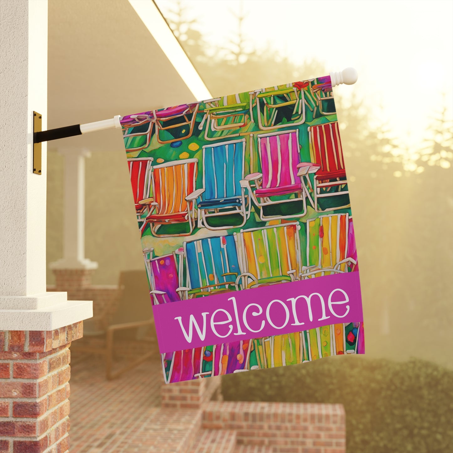 Beach Chairs Welcome 2-Sided Garden & House Flag/Banner