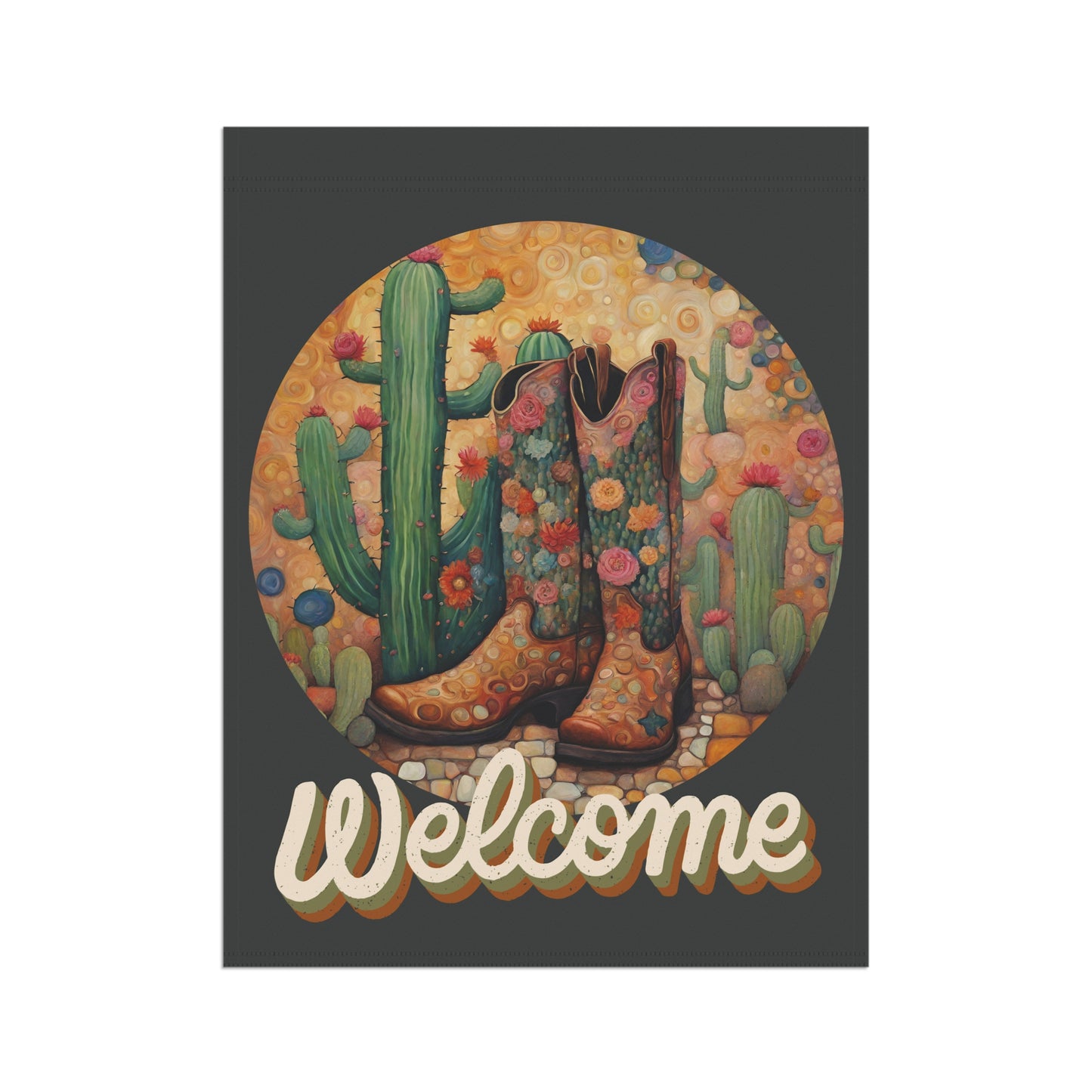 Boots & Cactus Welcome 2-Sided Garden & House Flag/Banner