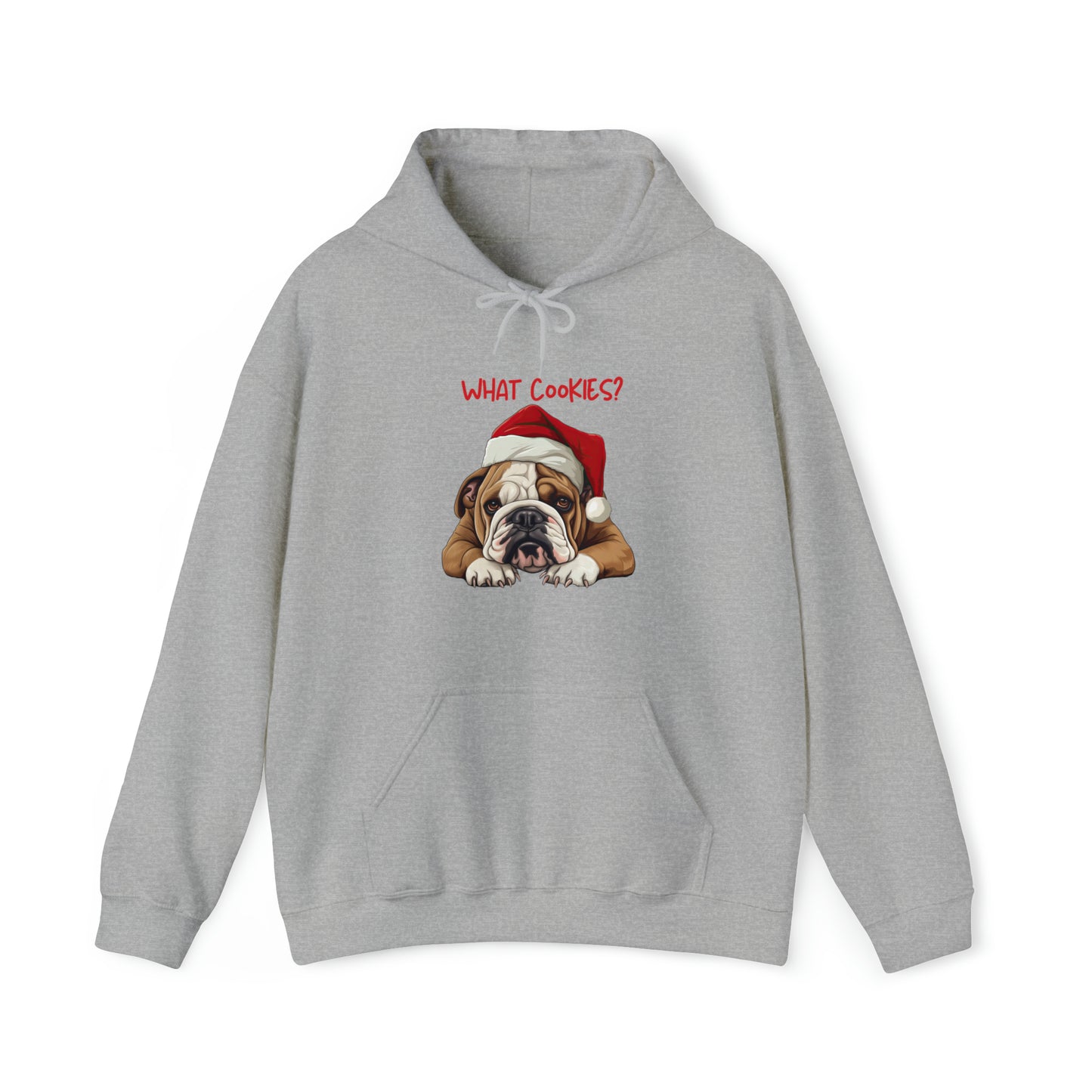 What Cookies? Bulldog in Santa Hat Unisex Heavy Blend™ Hooded Sweatshirt